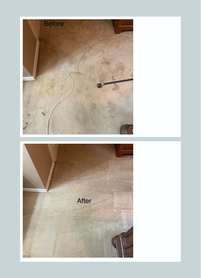 Before and after comparison of a floor, with noticeable cleaning results.